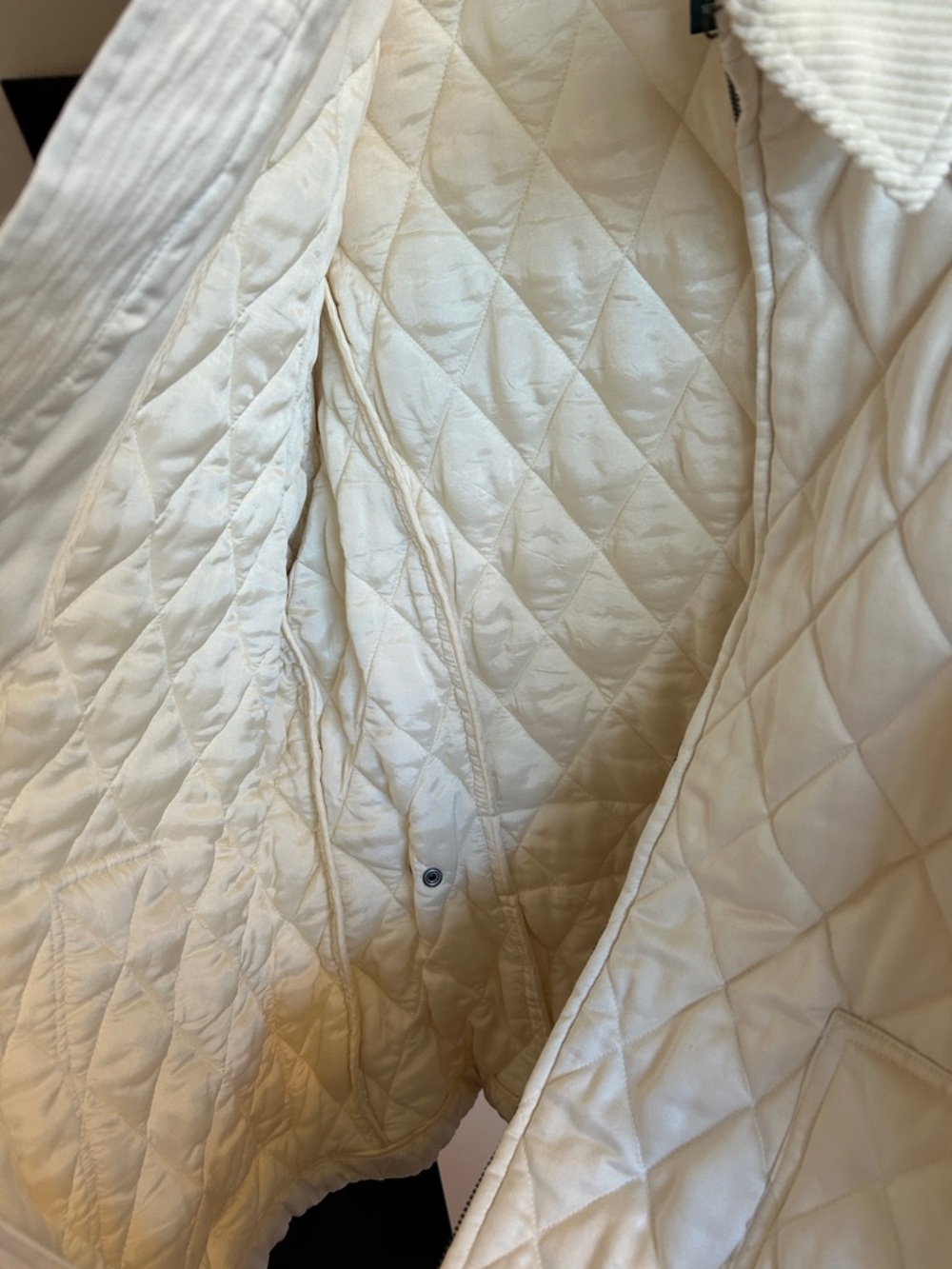 Lauren Ralph Lauren Cream Quilted Puffer Jacket with Corduroy Collar #052 - Picture 14 of 14